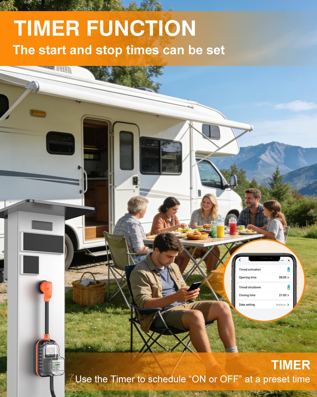 GEARGO attached to RV power pedestal demonstrating pedestal protection