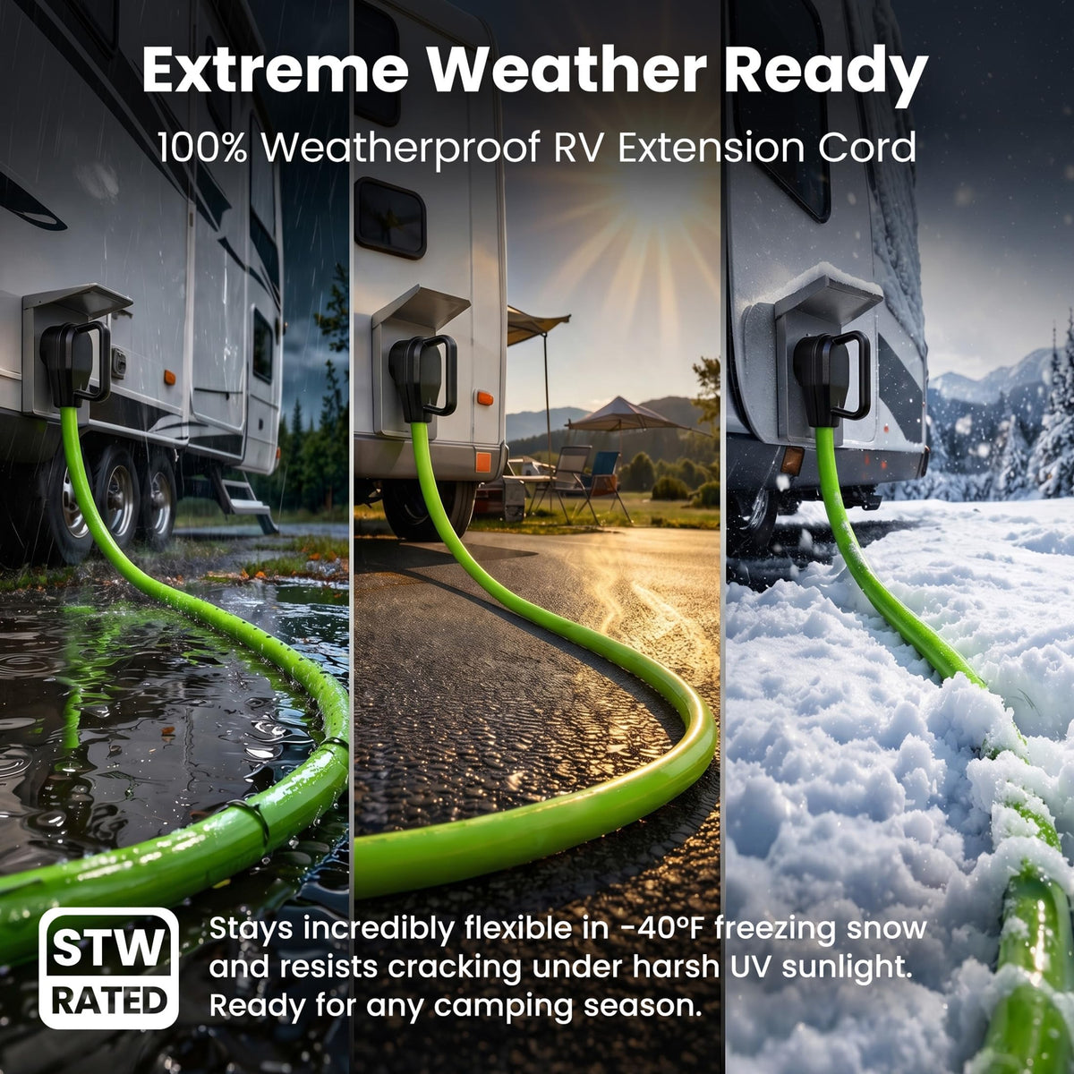 GEARit cable on wet ground showing weather resistance and outdoor durability