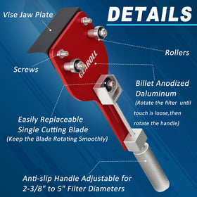 GEAROLL beside ruler showing cutting range 2-3/8" to 5", clear size reference
