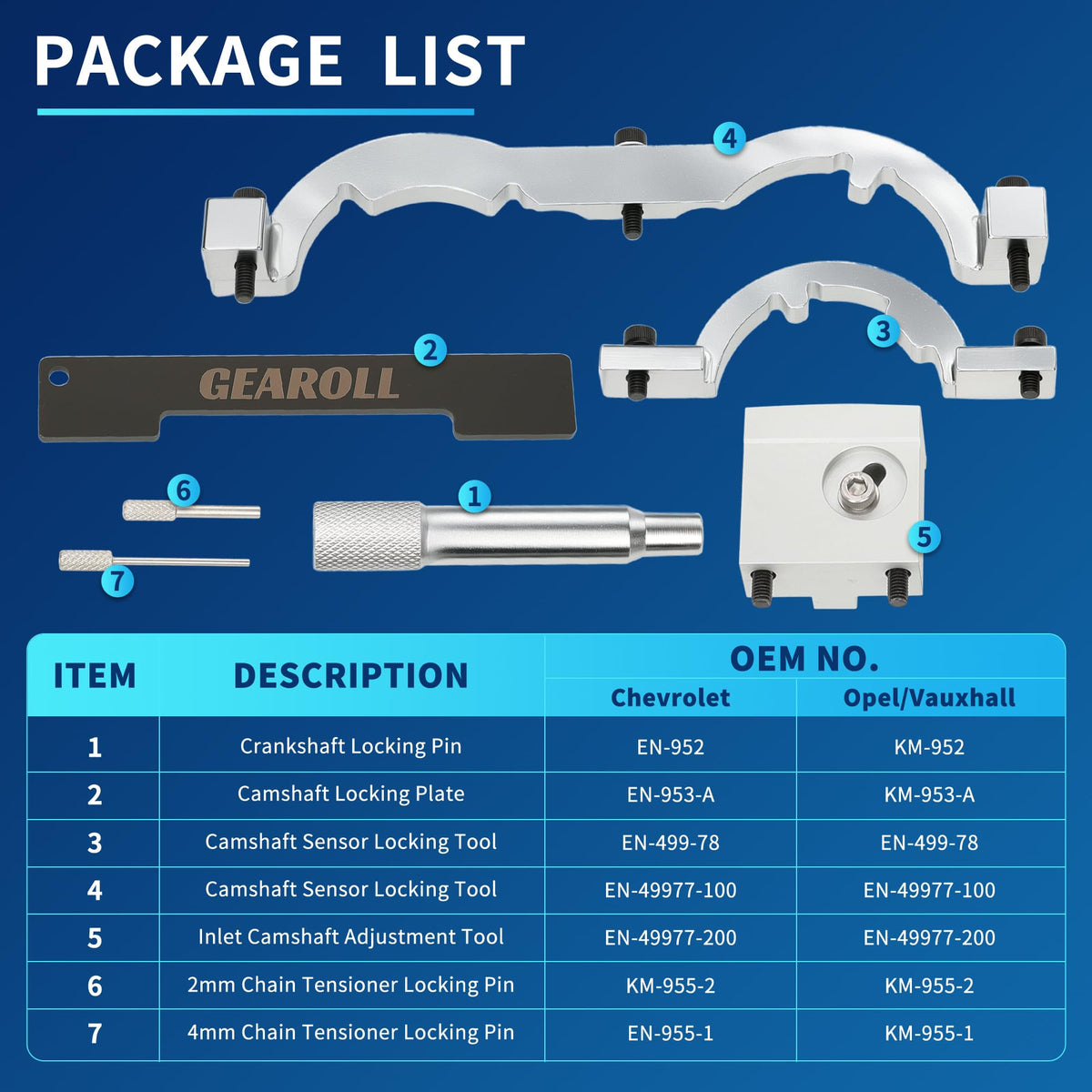 GEAROLL camshaft setting plate close-up showing precision fit for accurate alignment