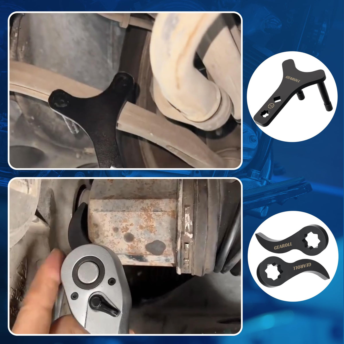 GEAROLL close-up of SCM440 adaptor head highlighting durable forged steel strength