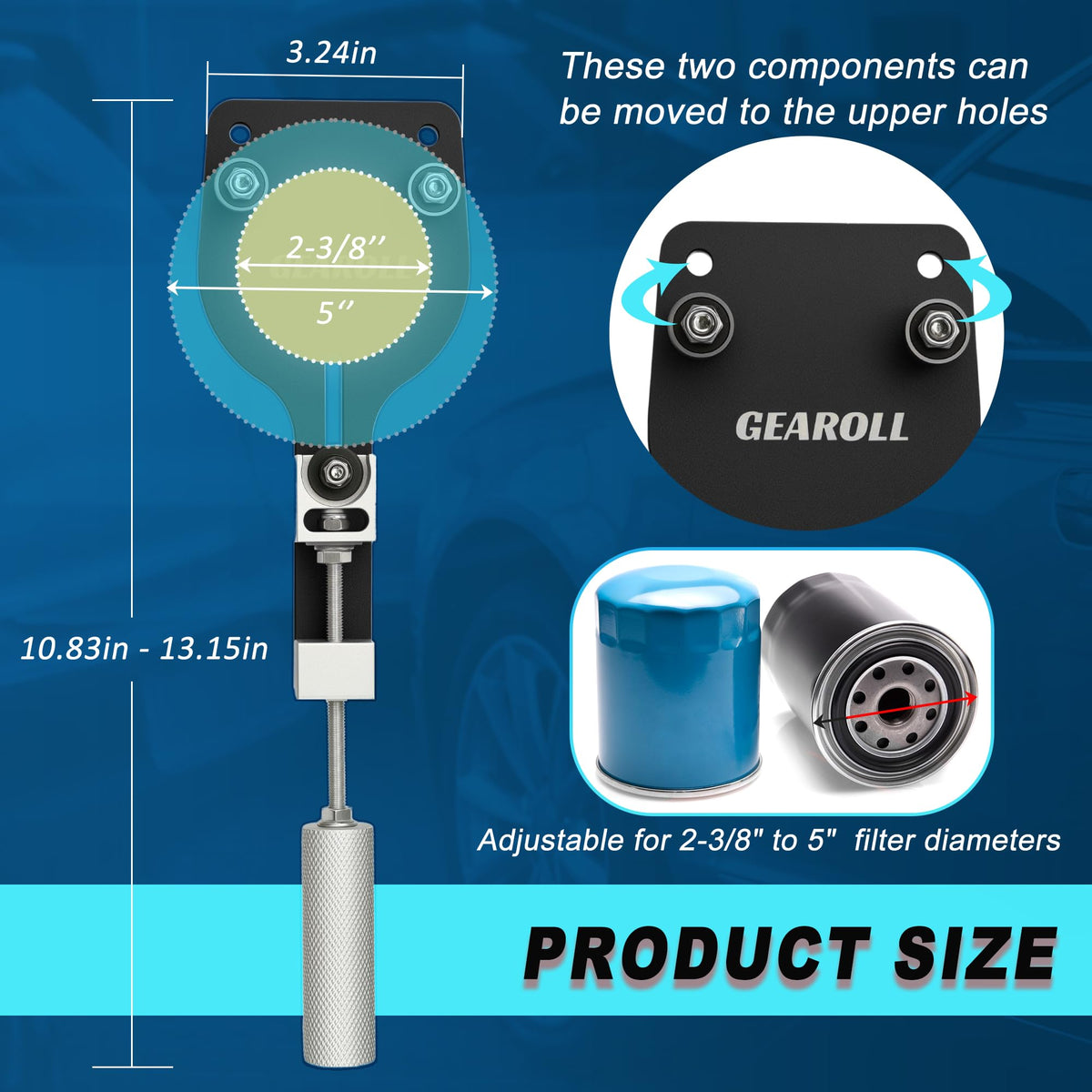 GEAROLL close-up of stainless steel lead screw offering precise blade adjustment