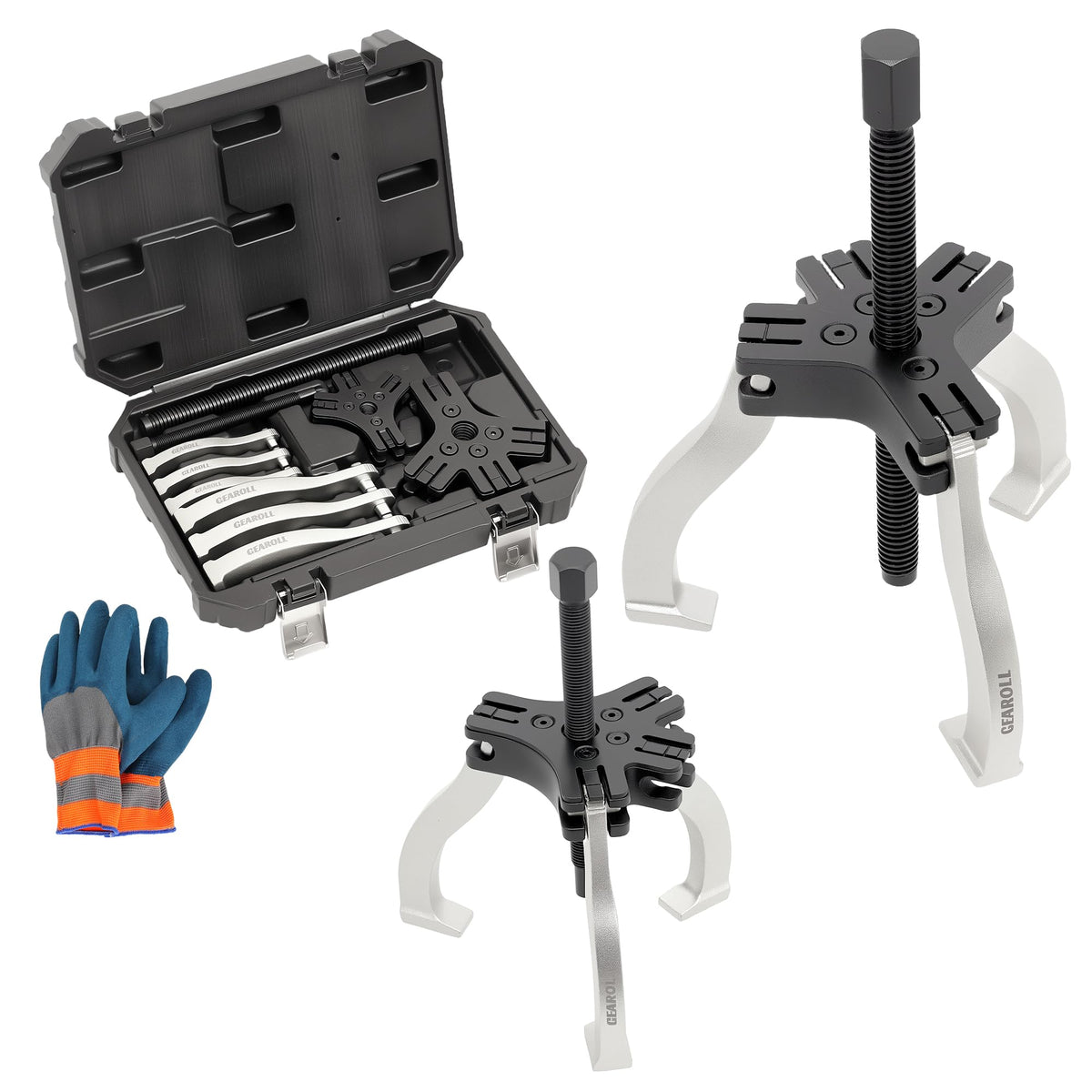 GEAROLL front packaging showing both 3" and 7" pullers for organized storage and quick selection