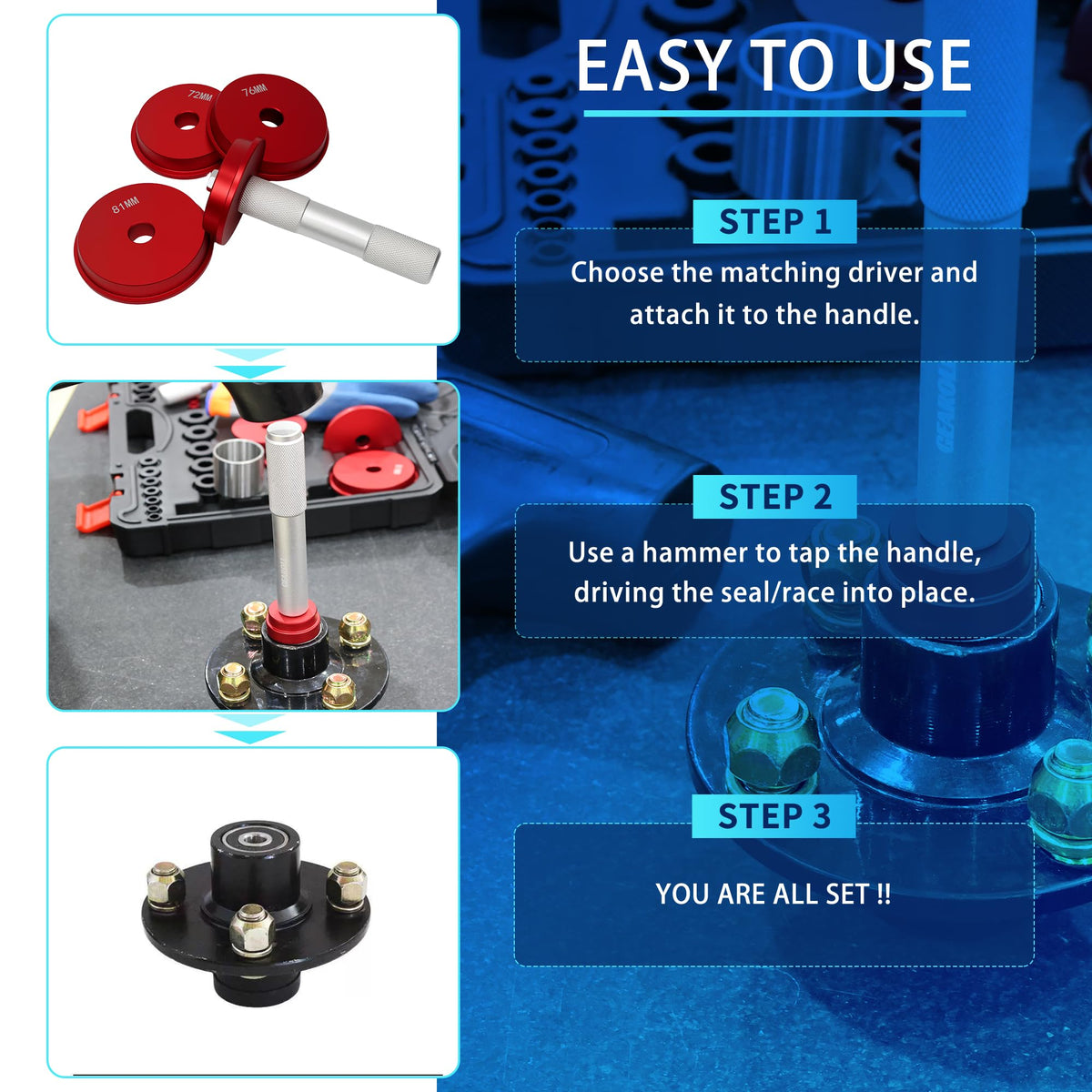 GEAROLL in use on hub showing accurate race installation benefit