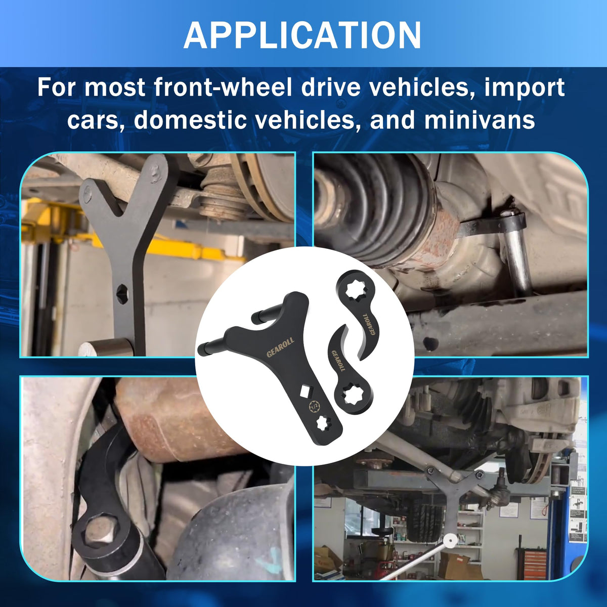 GEAROLL tool prying lower control arm in car illustrating safe ball joint separation