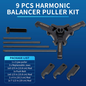GEAROLL puller installed on engine harmonic balancer, demonstrates safe removal benefit