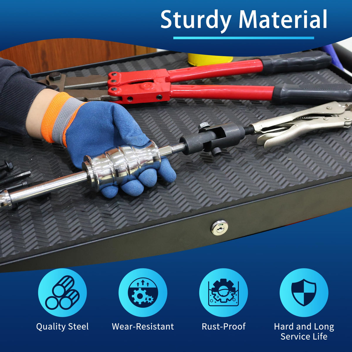 GEAROLL tools next to ruler and hand showing scale for easy storage and handling