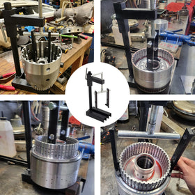 GEAROLL compressing a transmission clutch drum to enable safe snap ring removal