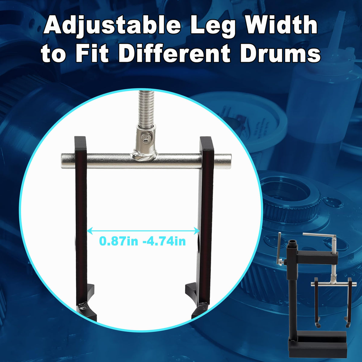 GEAROLL next to ruler showing 6-inch legs for deep drum access and reach