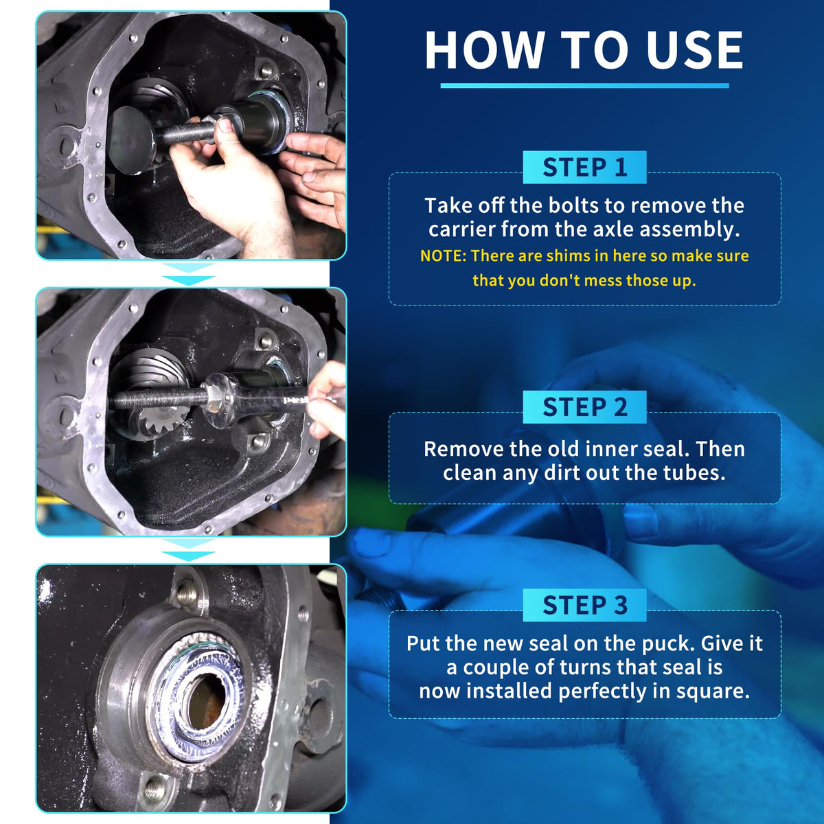 GEAROLL tool in use installing inner axle side seal to prevent seal damage