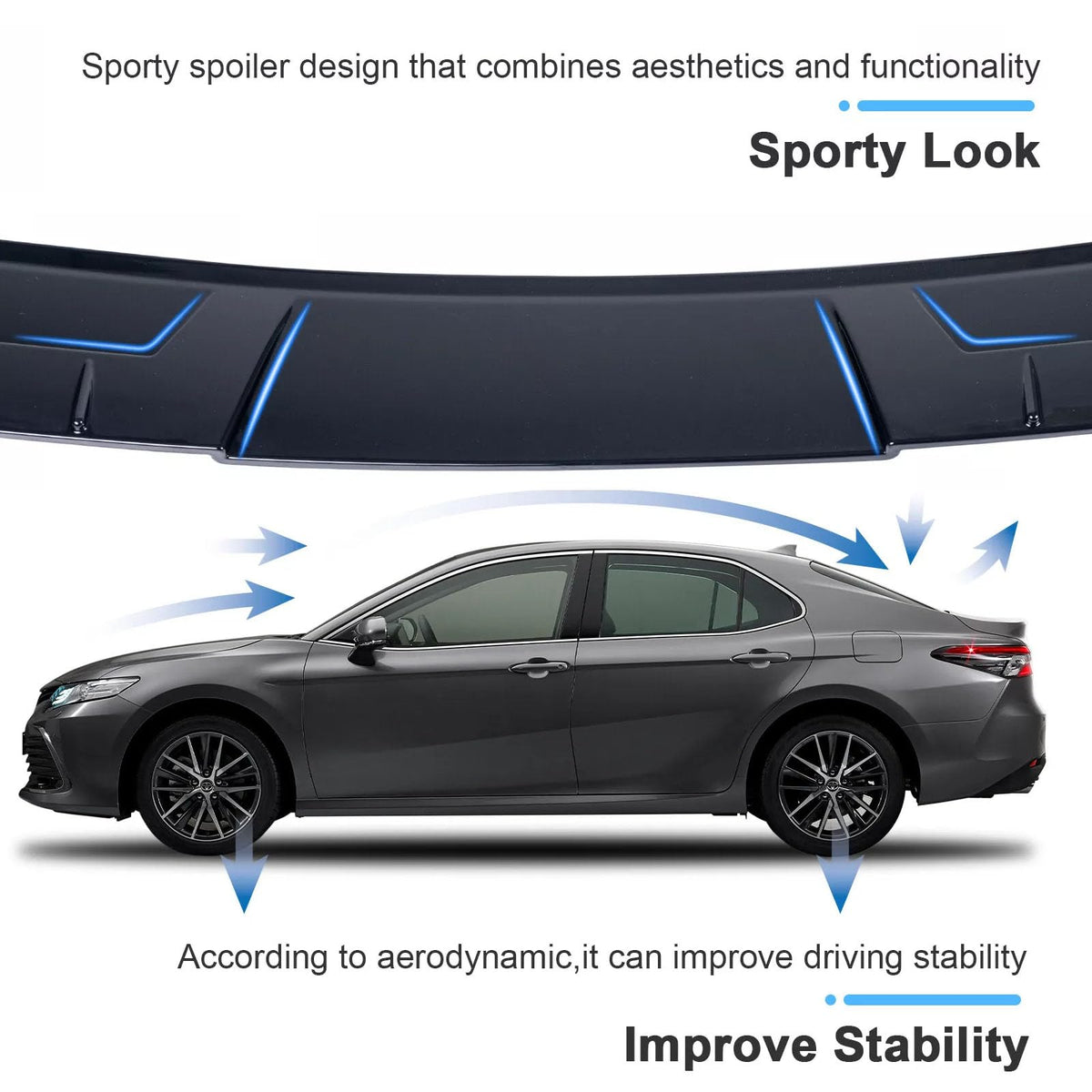 GearUp installed spoiler side view showing improved rear stability benefit
