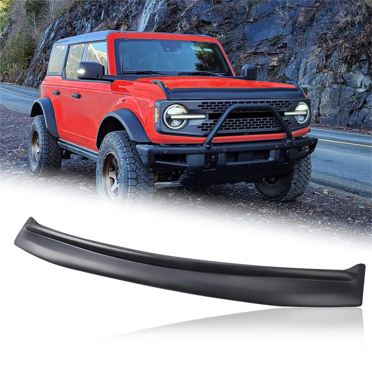 GearUp hood deflector front view showing matte finish and clean fit