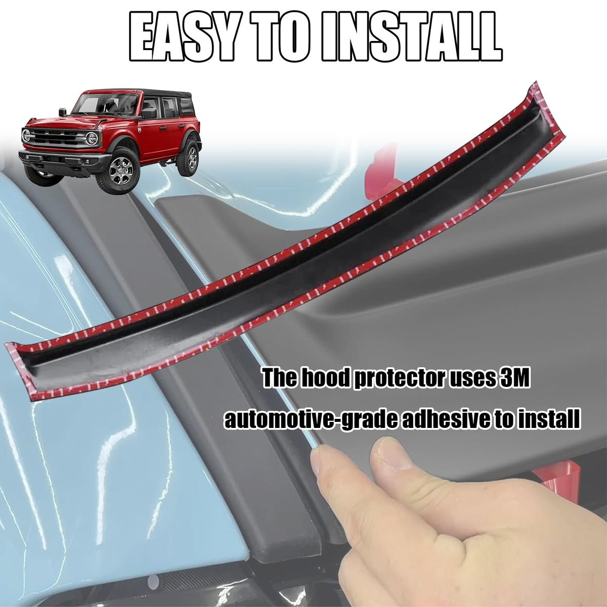 GearUp hood deflector installed on Bronco side angle demonstrating protection