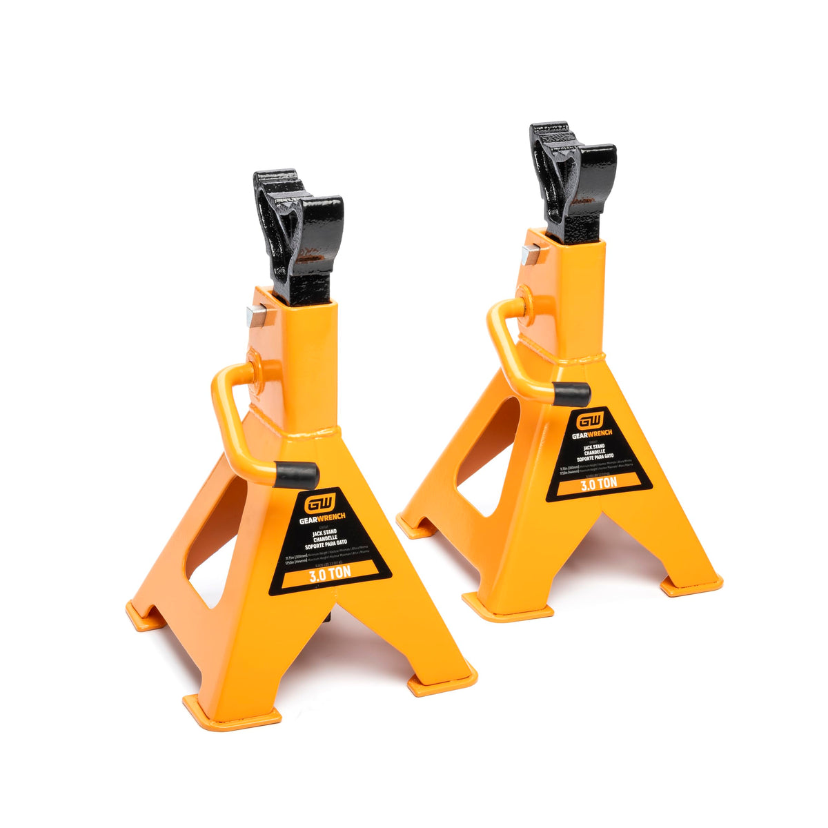 GEARWRENCH front view of two jack stands showing capacity and stability