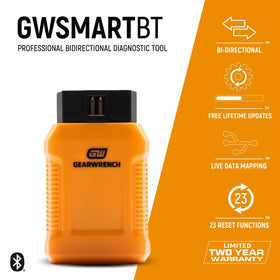 GEARWRENCH GWSMARTBT connector and label detail for reliable vehicle interface benefit