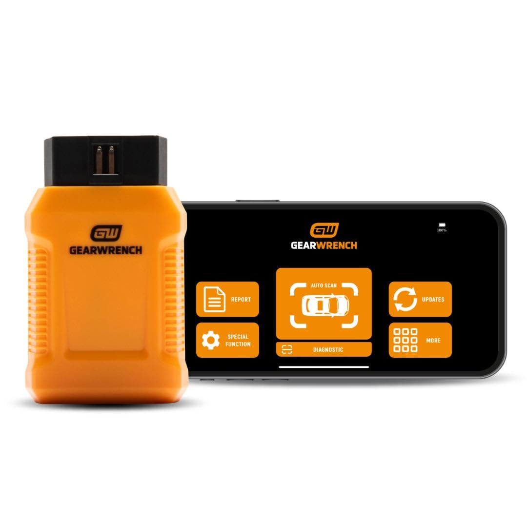 GEARWRENCH GWSMARTBT plugged into under-hood port demonstrating on-car testing benefit
