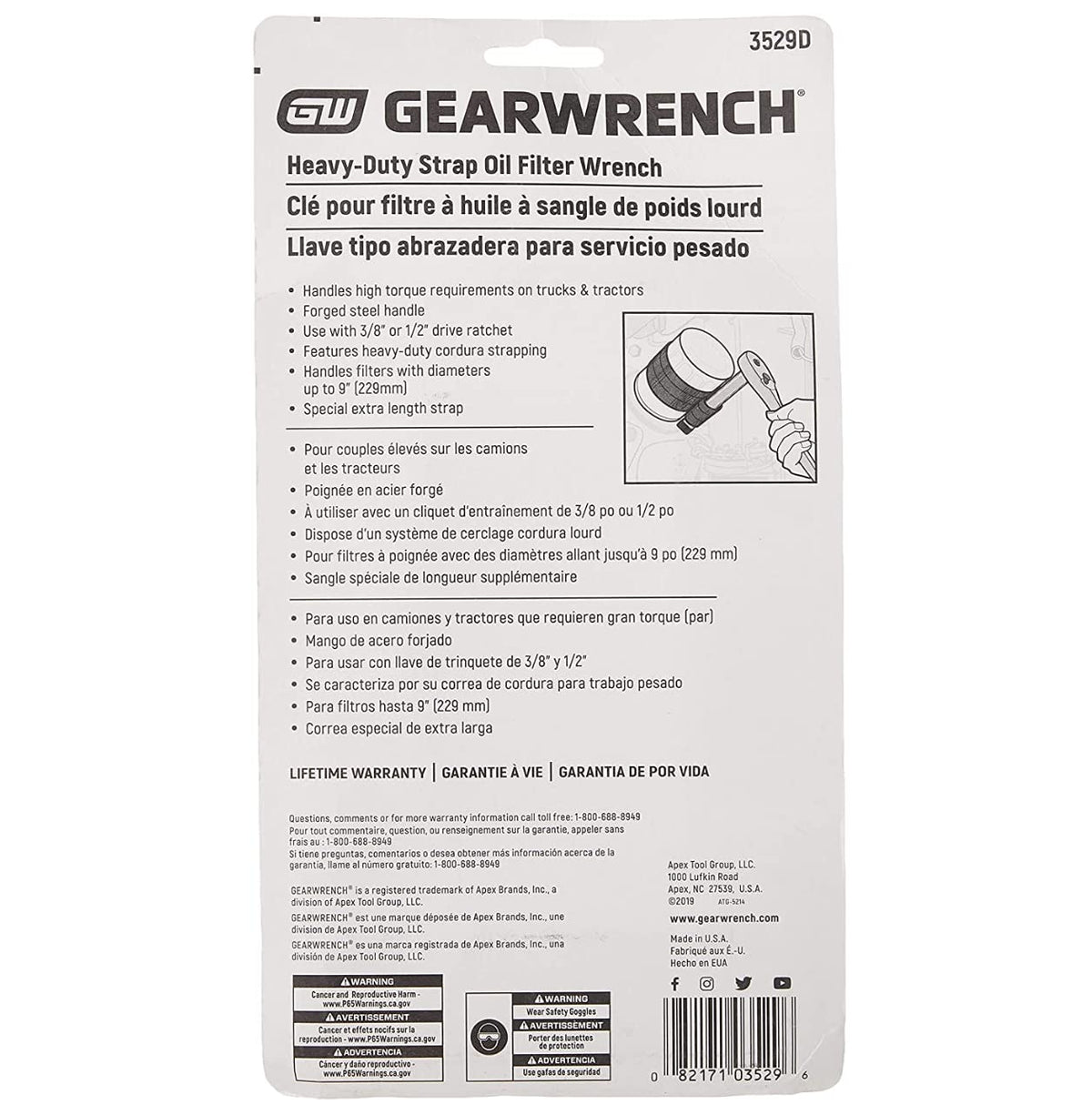 GEARWRENCH stamped label and markings ensuring clear tool specs