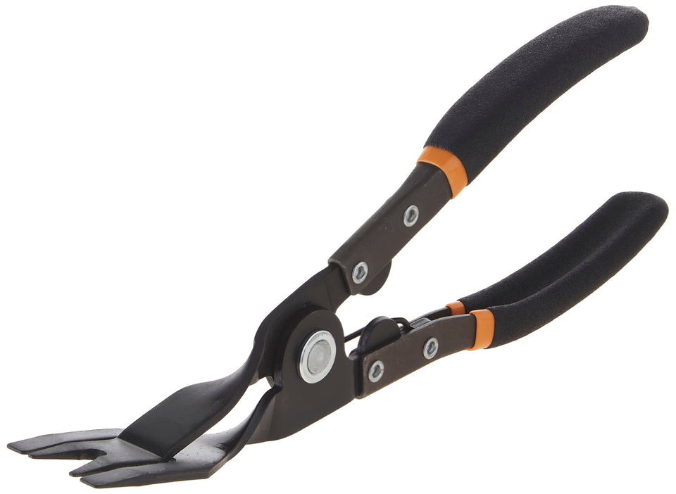 GEARWRENCH panel clip pliers front view showing tip and cushioned handles benefit clean removal