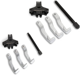 GEARWRENCH puller in use on car engine reveals practical application