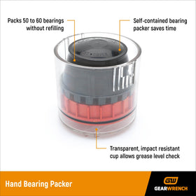 GEARWRENCH pumping action in use demonstrating portable on-site packing advantage