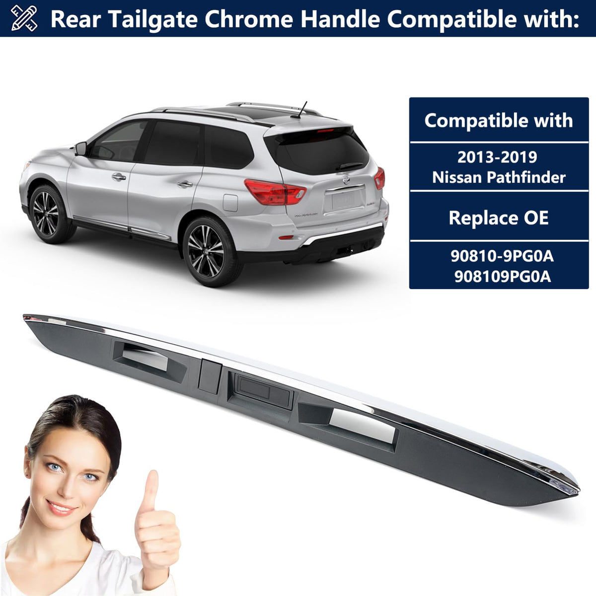 GEATaaT handle mounted on Pathfinder tailgate demonstrating correct alignment benefit