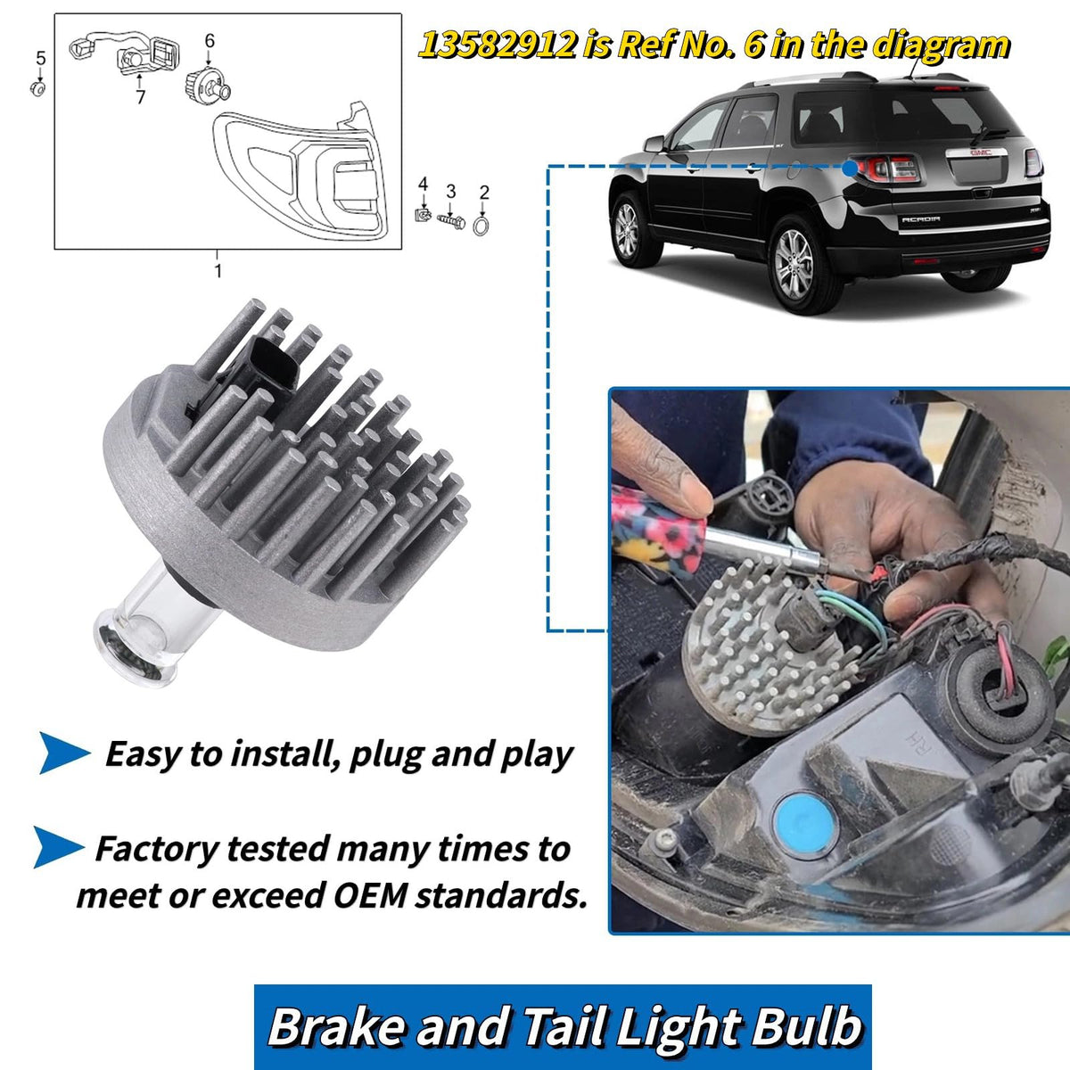GEATaaT bulb installed in Acadia tail lamp showing correct fit