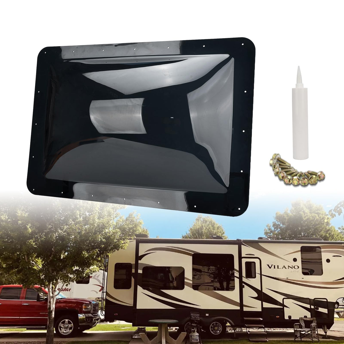 GEATaaT front view of smoke skylight dome showing clean replacement appearance and protection
