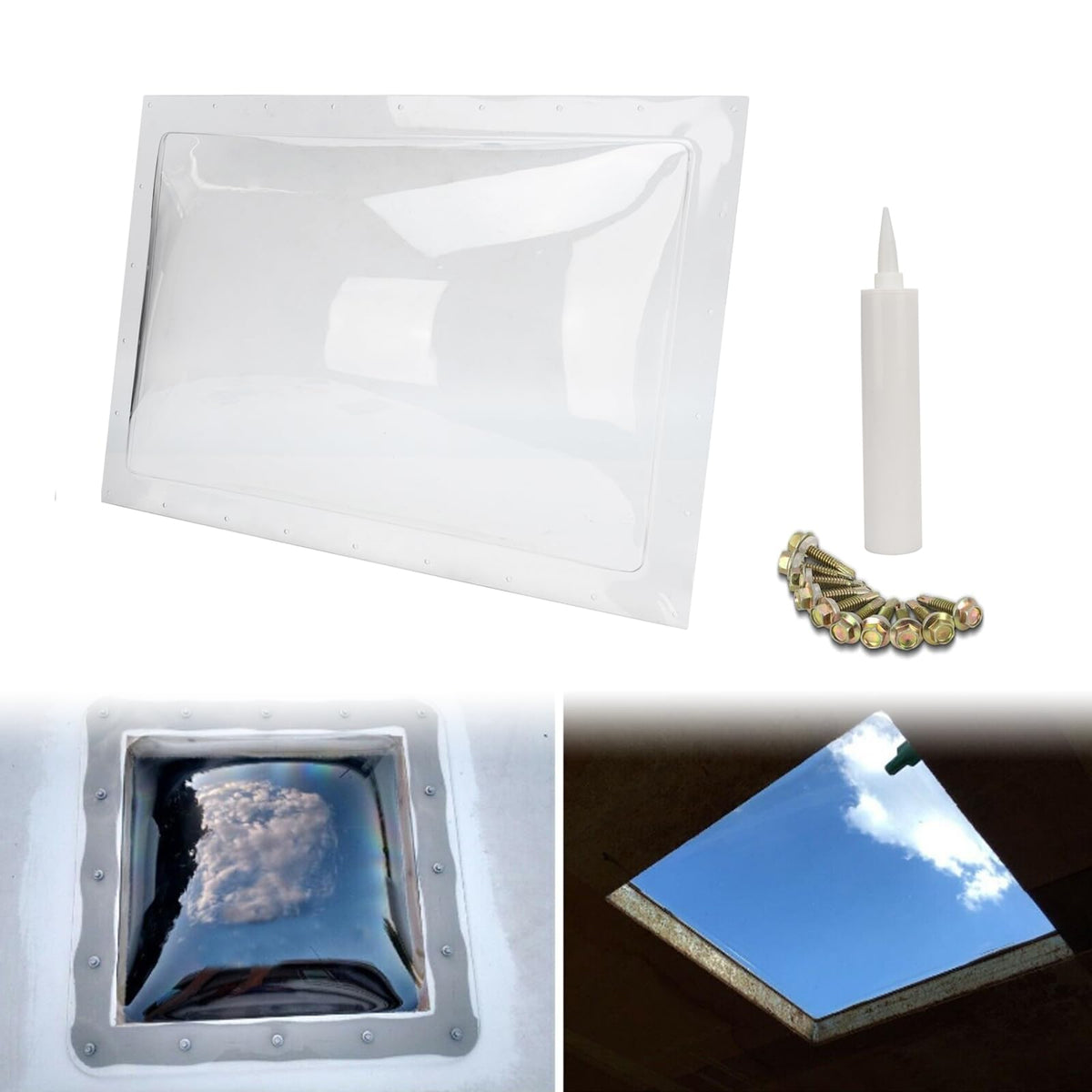GEATaaT skylight outer dome front view showing clear polycarbonate benefit of daylight