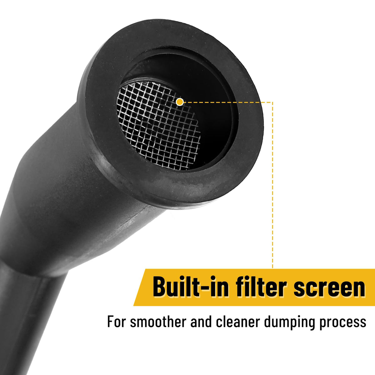 Gedlex close-up of angled nozzle tip revealing flow-control design and spill reduction