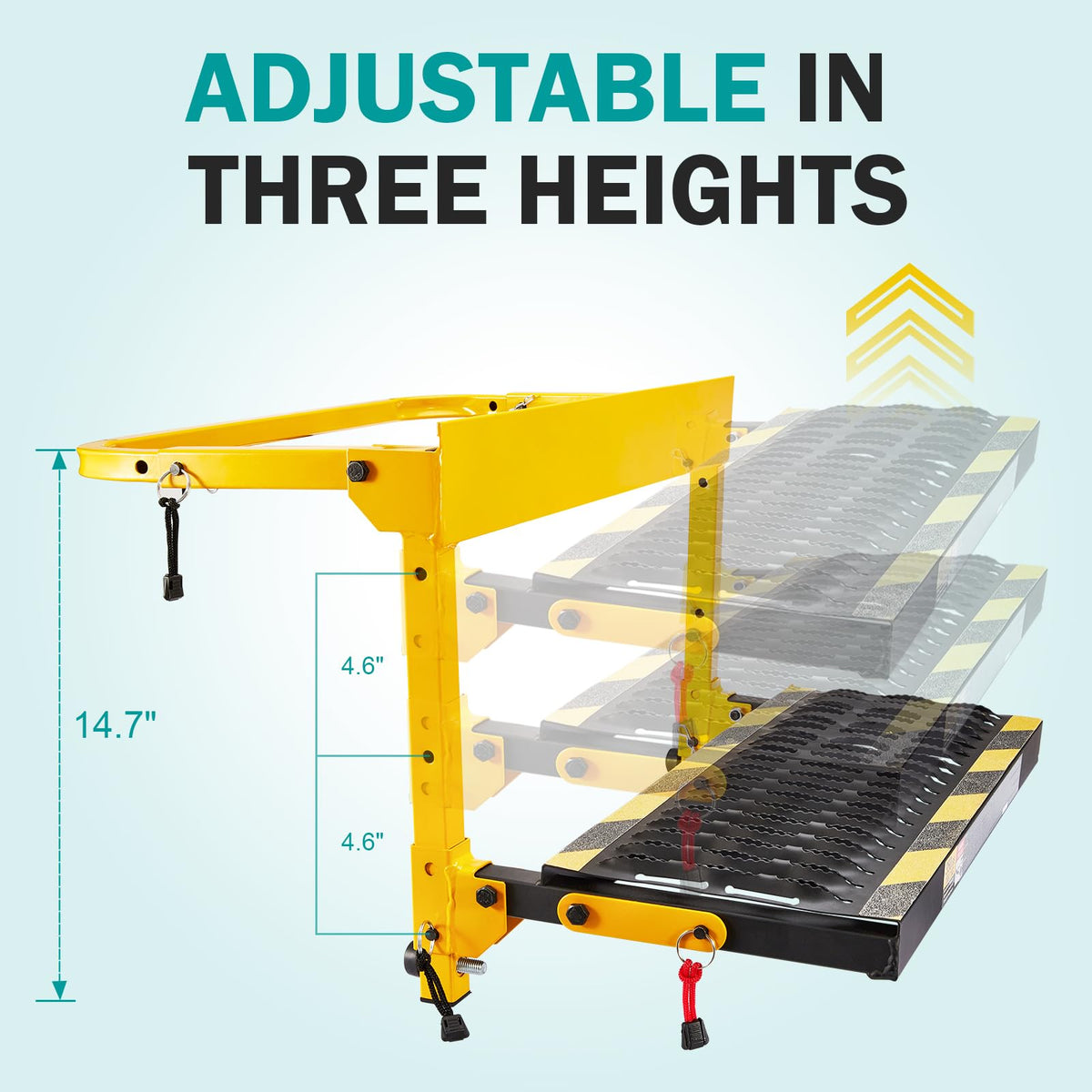 Gedlex in use with person stepping to reach roof rack for easier access