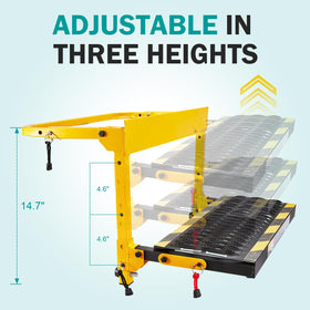 Gedlex in use with person stepping to reach roof rack for easier access