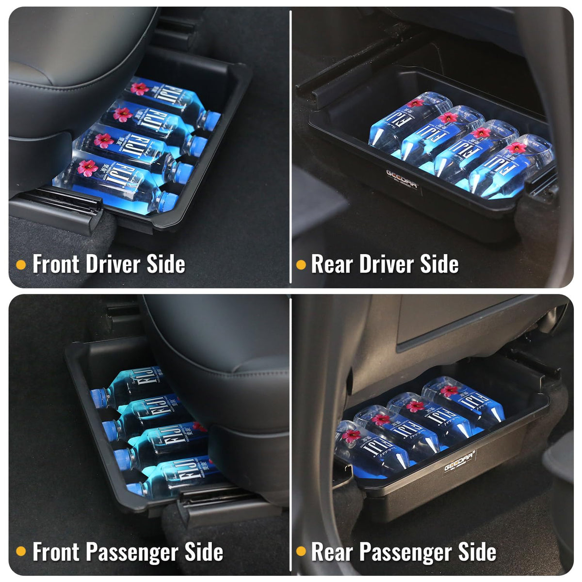 GEEDAR view from passenger footwell to show how organizer stays hidden and accessible