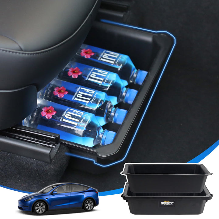 GEEDAR front view of under-seat storage showing clean OEM fit and added discreet capacity