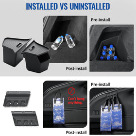 GEEDAR trunk organizer hook attached to secure bins during travel