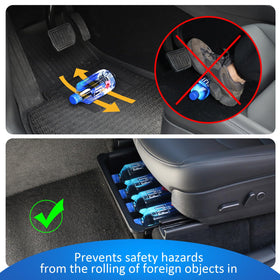 GEEDAR installed under Tesla Model Y seat showing secure placement and neat appearance