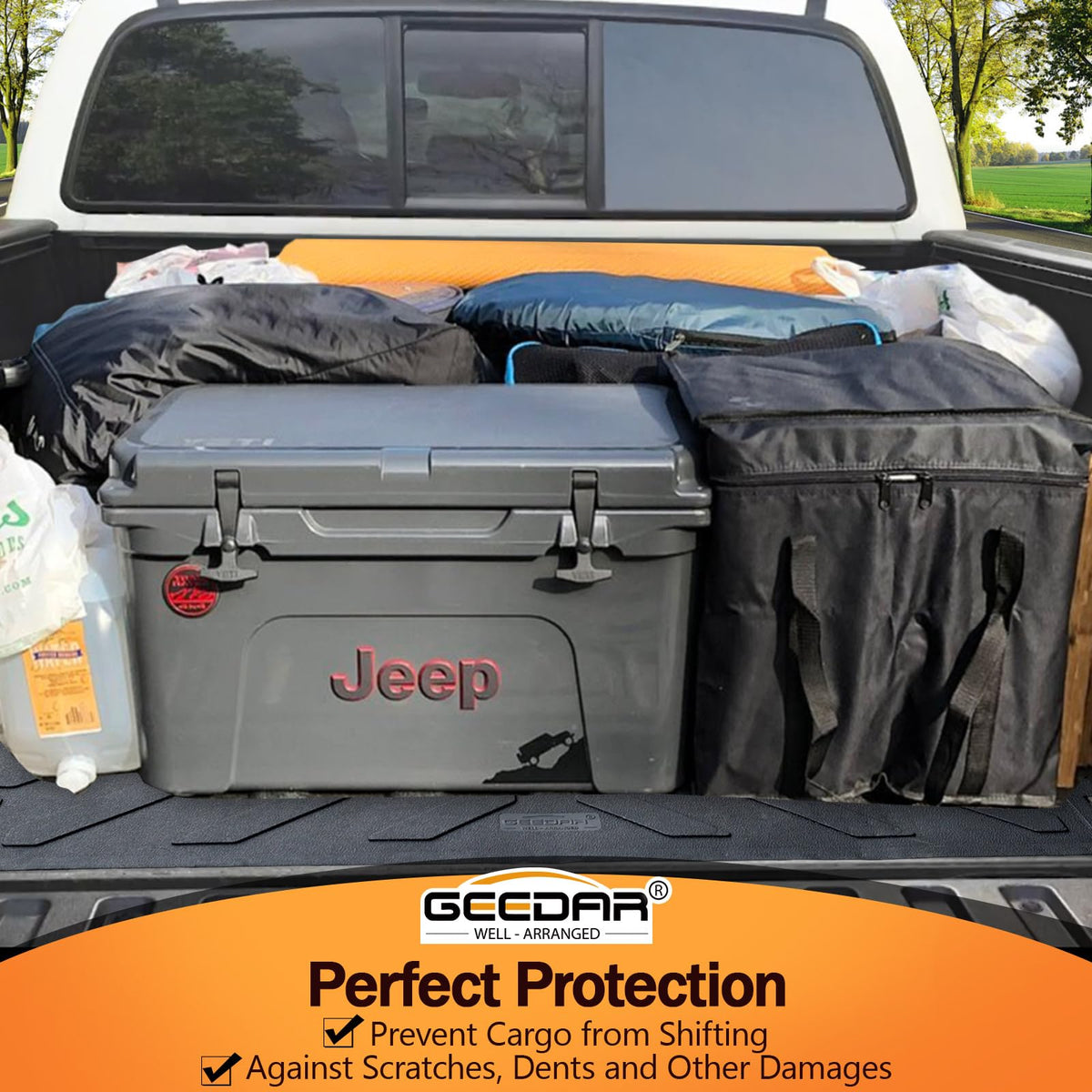 GEEDAR product label and material stamp highlighting durable rubber composition