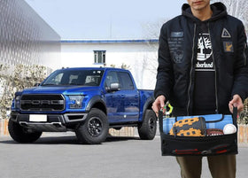 GEEDAR lifestyle shot with tools and recovery gear showing practical on-road utility benefit