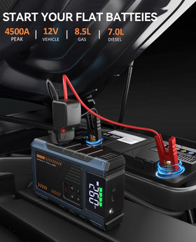 Geeneu smart jumper cable connection close-up ensures safe spark-free starts