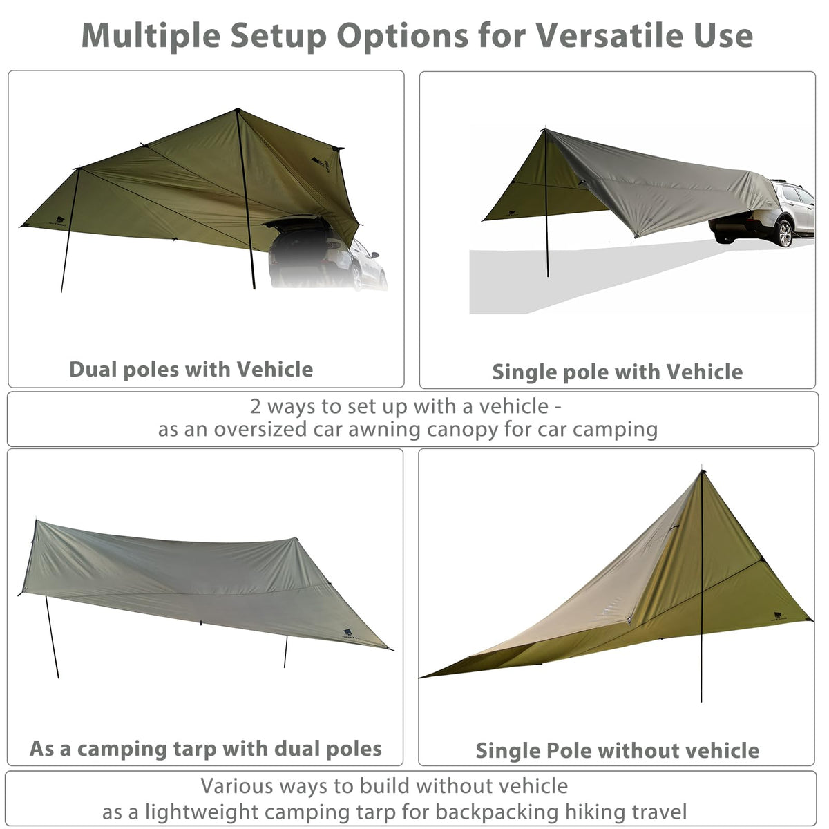 GEERTOP side view dual-pole setup maximizing shaded seating area