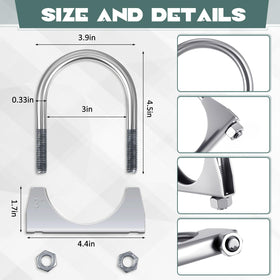 Geetery U-bolt clamp and hardware ready for secure muffler attachment