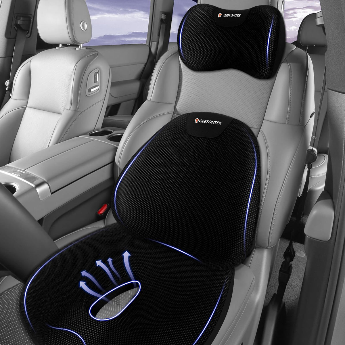 GEEYONTEK front view showing the full three-piece set and ergonomic benefits