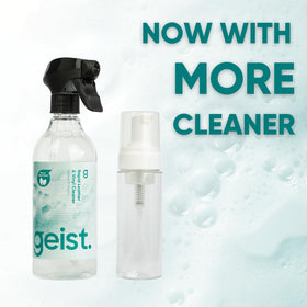 Geist cleaner label close-up highlighting plant-based formula benefit