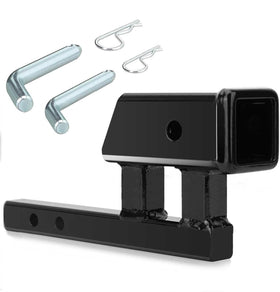 Geksion front view of adapter showing 2-inch receiver and 1.25-inch shank, ensures fit