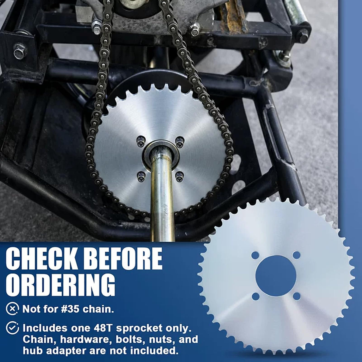 Gekufa sprocket beside ruler showing 2" bore and 7-7/8" OD for accurate fit benefit
