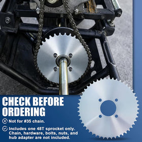 Gekufa sprocket beside ruler showing 2" bore and 7-7/8" OD for accurate fit benefit