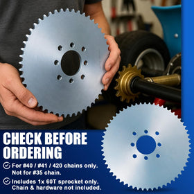 Gekufa sprocket installed on go-kart rear axle illustrating smooth chain alignment