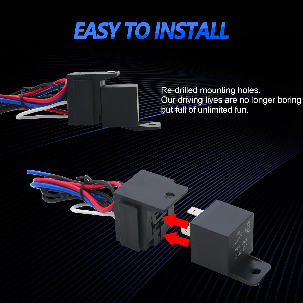 Geloo wiring harness and relay included for safer starter control