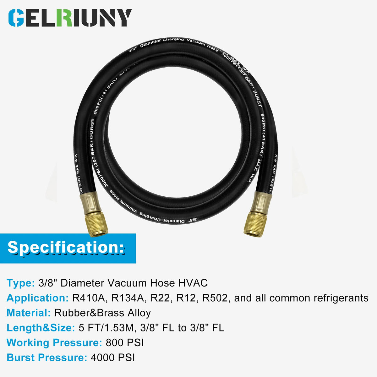 GELRIUNY close-up of dual 3/8" SAE fittings demonstrating secure connections