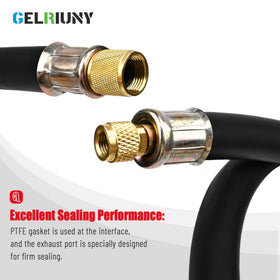GELRIUNY hose attached to pressure gauge illustrating 640 psi working strength