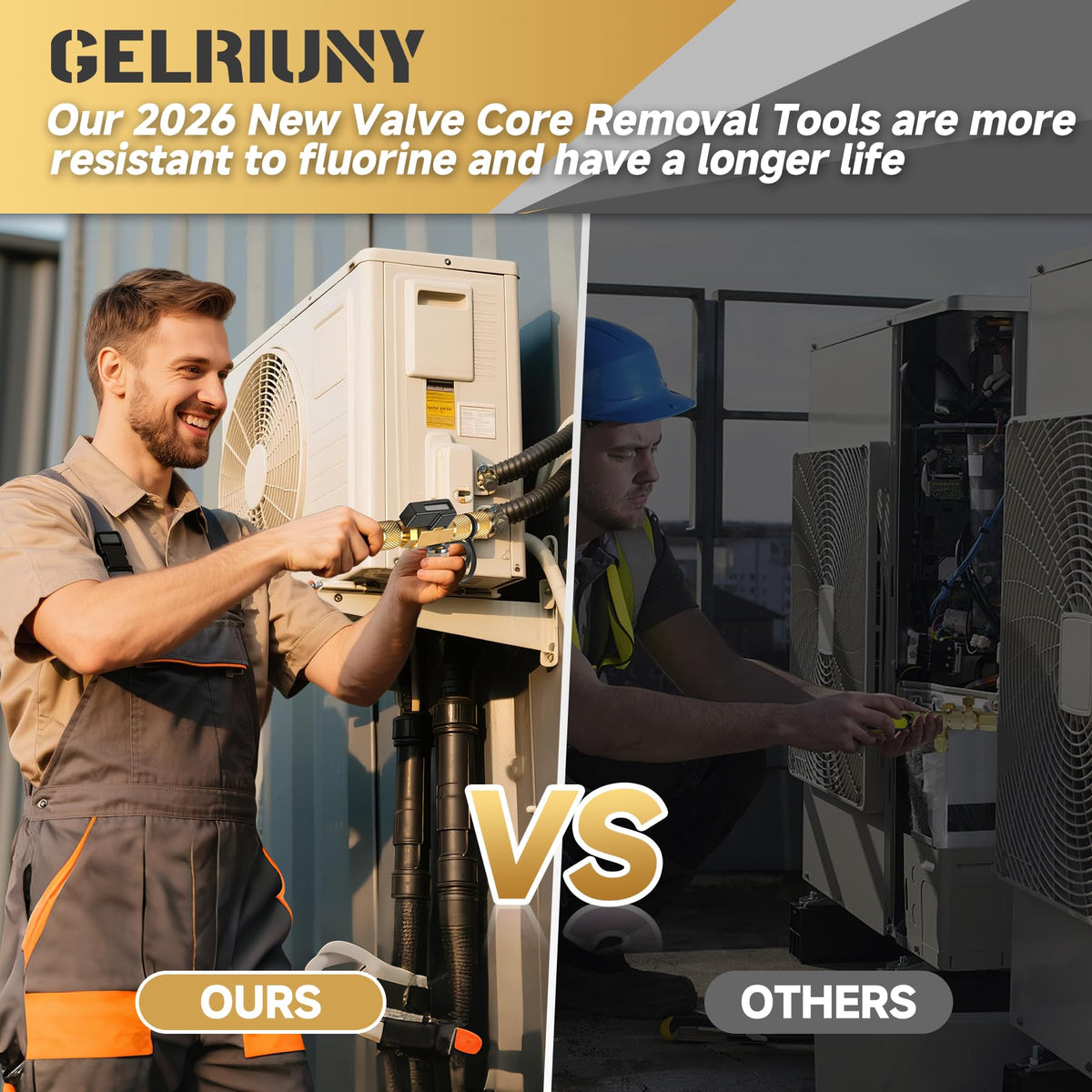 GELRIUNY adapter sizes side-by-side illustrating 1/4" and optional 5/16" compatibility